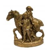 Porcelain Horse Figurine With Man & Child