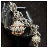 Silver 800 Etruscan Revival Style Five Charm Filig