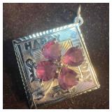 Amethyst Purple Stone Flower M & M Sterling Silver