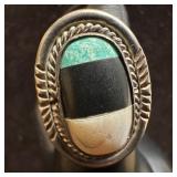 Native Navajo Style Statement Silver Ring Turquois