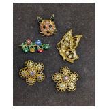 Vintage Unmarked AB Crystal Faux Pearl Rhinestone