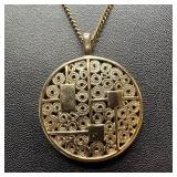 Sarah Coventry Geometric Pendant Gold Tone Art Dec