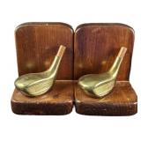 Brass & Wood Golf Club Bookends