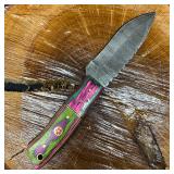 MHS Cutlery Fixed Blade Knife Green Pink Handle P8