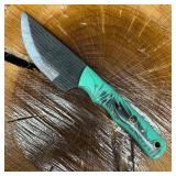 Black and Aqua MHS Cutlery Fixed Steel Blade Small