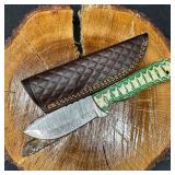 MHS Cutlery Fixed Blade Knife Green and Tan Handle