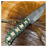 MHS Cutlery Steel Clip Blade Knife Beige Green Bla