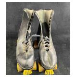 Vintage Roller Skates Yellow Wheels