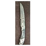 Damascus Steel Fold Up Brown & Black Horn Handle K