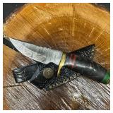 Short Fixed Blade Knife MHS Cutlery R38 with Leath