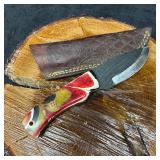 MHS Cutlery Steel Fixed Blade Knife with Brown Lea