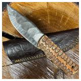 MHS Cutlery Steel Fixed Blade Knife with Carved Wa