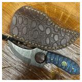 Curved Blade Finger Hole Knife MHS Cutlery Blue Te