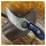 Curved Blade Finger Hole Knife MHS Cutlery Blue Ha