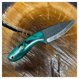 Black and Aqua Blue Green MHS Cutlery Fixed Steel