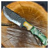 MHS Cutlery Fixed Textured Blade Knife Green Resin