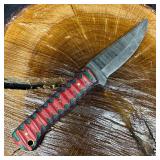 MHS Cutlery Fixed Steel Blade Knife P72 Purple Red