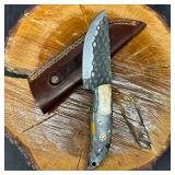 MHS Cutlery Fixed Textured Blade Knife Q6 Curved H