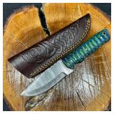 Green Blue Handle MHS Cutlery Fixed Blade Knife Q1