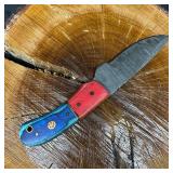 MHS Cutlery Fixed Steel Blade Knife P53 Red Blue