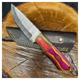 Fixed Patterned Steel Blade Knife MHS Cutlery Pink
