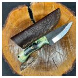 Green Black Cream Colored Handle MHS Cutlery Fixed