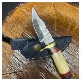 Small Fixed Blade Knife MHS Cutlery Cream Red Blac