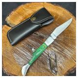 Folding Blade Pocket Knife MHS Cutlery Green Handl
