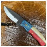 MHS Cutlery Fixed Blade Knife Red White and Blue H