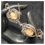 Shell Cameo Sorrento Sterling Silver Bracelet T98