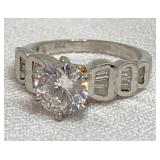 18k White Gold Moissanite & CZ Ring