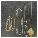 Assorted Silver and Gold Toned Costume Jewelry Nec