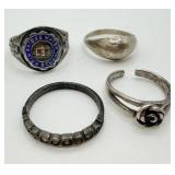 Lot of 4 Assorted Sterling Rings