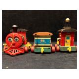 3pc 1963 Fisher Price Huffy Puffy Train Engine Pul