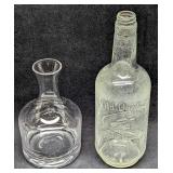 Vintage Decanter Vase & Old Quaker Whiskey Bottle
