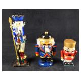 Three Battledamaged Wooden Tin Nutcrackers