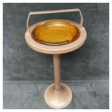 Mid-Century Modern Brown Metal Smoke Stand with Am