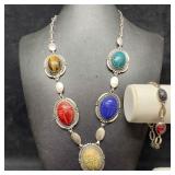 Scarab Beetle Egyptian Hieroglyphs Gemstone Sterli