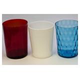 3 Vintage Red White & Blue Tumbler Glasses