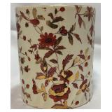 Vintage MCM Red & Gold Enamel Floral Plant Pot