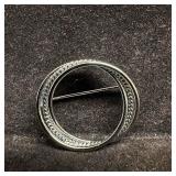 Danecraft Sterling MCM Circle Eternity Wreath Pin