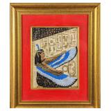 Framed Egyptian Goddess Isis Hand Painted Papyrus