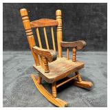 Wooden Miniature Rocking Chair Rustic Folk Art Dol
