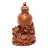Vintage Carved Snuff Jar with Zhulong Dragon Base