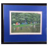 Framed Sarah Carwan LE Print Tents With Woods