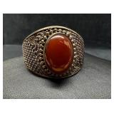 Sterling Red Agate Adjustable Cuff Bracelet