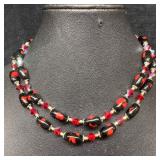 Venetian Murano Lamp Work Art Glass Red Black Doub