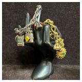 Pair of Vintage Charm Bracelets Silver and Gold To