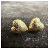 Textured Heart Shaped 14K Gold Earrings Jewelry