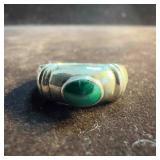 Malachite Green Gemstone Sterling Silver Ring 925